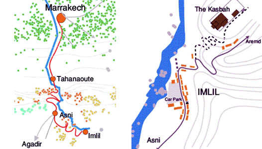 Maps: Marrakech to Imlil and Imlil to the Kasbah du Toubkal